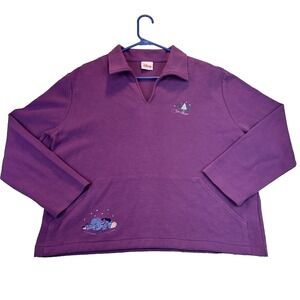 Disney Store Eeyore Ice Blues Embroidered Purple Shirt XL Cotton Blend Pullover